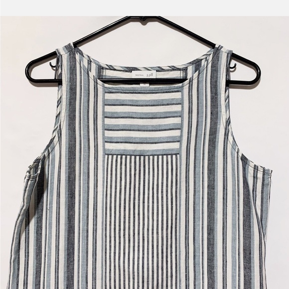 J.Jill Stripe White Grey Sleeveless Dress - Picture 3 of 8